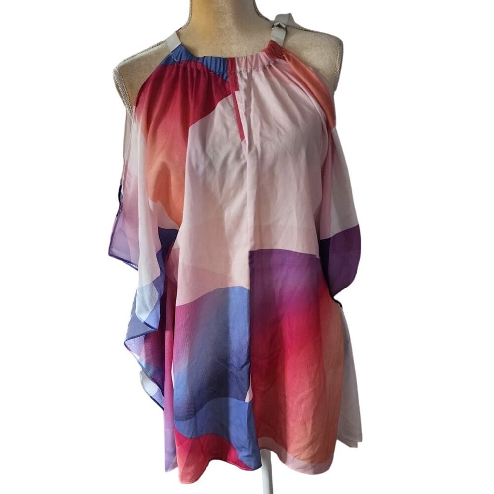 6th & Lane Halter Neck Flowy Sleeveless Abstract Boho Blouse Plus Size 14/16